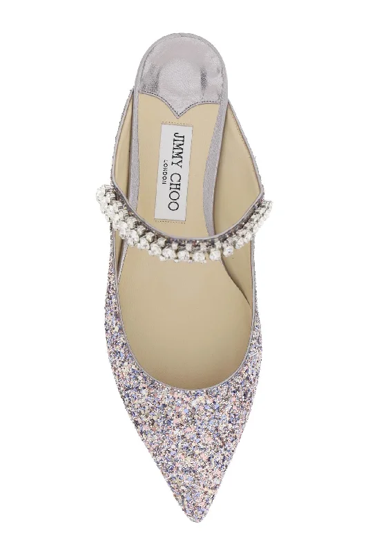 JIMMY CHOO Multicolor Glitter Flat Ballerinas with Crystal Strap