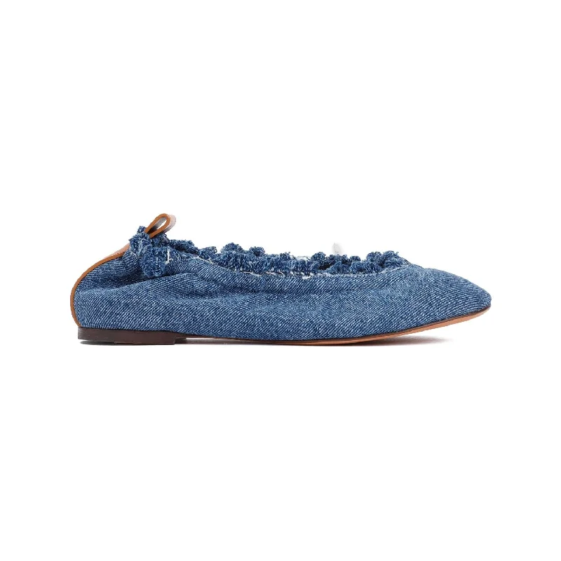 LANVIN Navy Blue Cotton Ballerinas - SS24 Collection