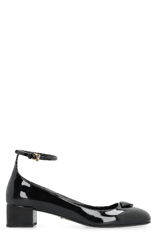 PRADA Adjustable Strap Black Leather Pumps for Women