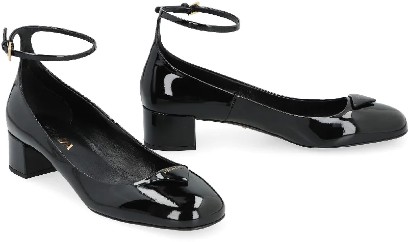 PRADA Adjustable Strap Black Leather Pumps for Women