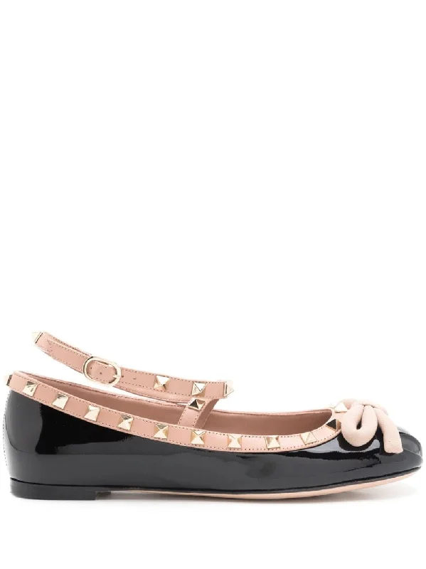 VALENTINO GARAVANI Black Patent Leather Ballet Flats for Women